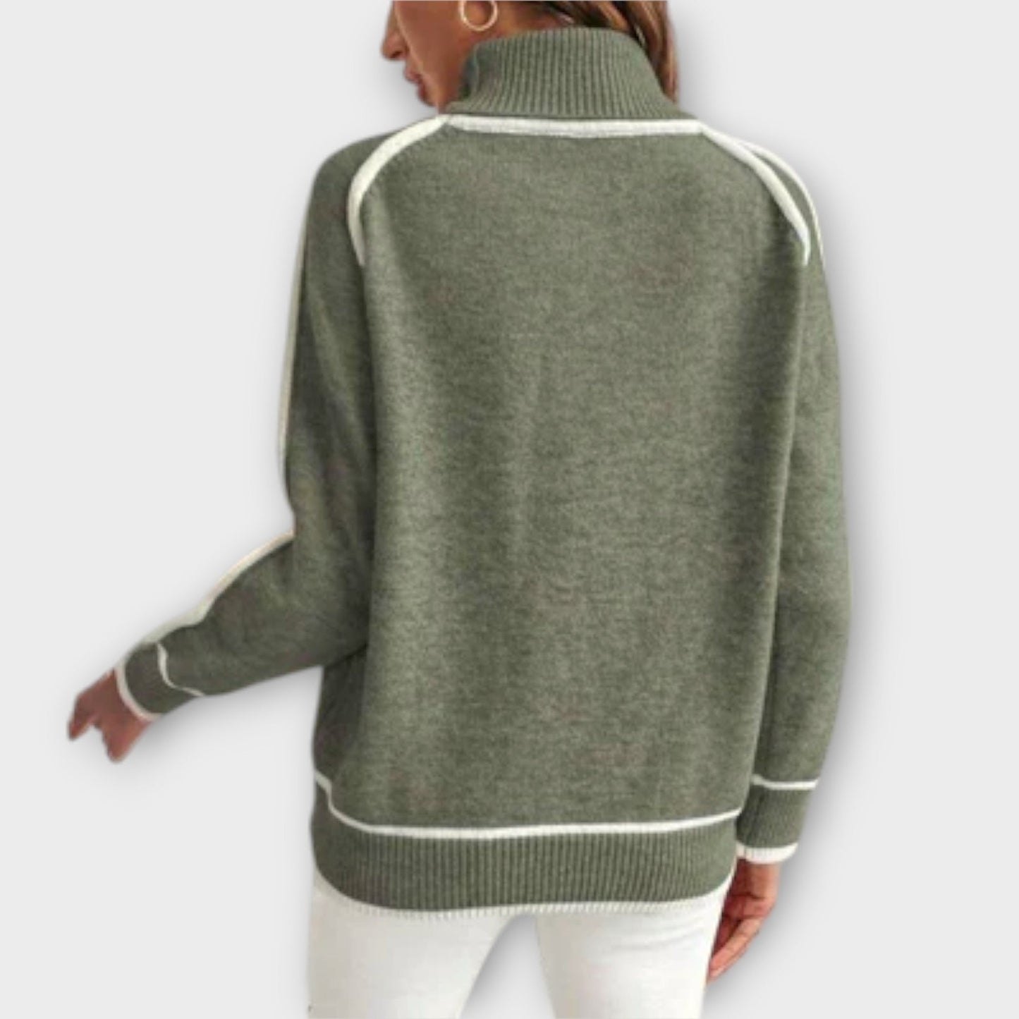 Christine | A luxurious olive green knitted jumper